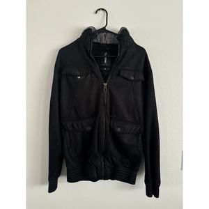 Billabong Black Cargo Jacket Men's M Gray Removable Hooded Full‎ Zip